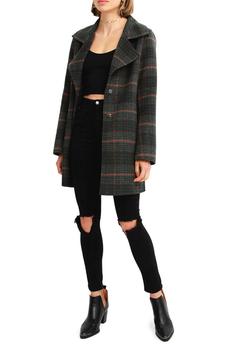 推荐Ex-Boyfriend Plaid Wool Blend Coat商品