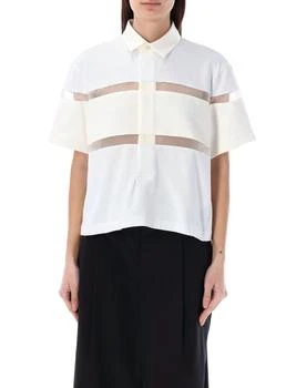 Sacai | Sacai Mesh-Panelled Short-Sleeved Polo Shirt,商家Cettire,价格¥2920
