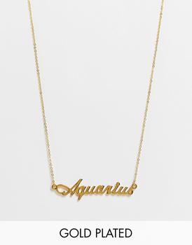 商品ASOS | ASOS DESIGN 14k gold plated necklace with zodiac aquarius pendant,商家ASOS,价格¥45图片