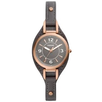 Fossil | Women's Carlie Gray Leather Strap Watch, 28mm 6折, 独家减免邮费