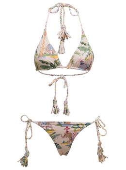 推荐Red Valentino Woman's Multicolor Stretch Fabric Bikini with Elephant Print and Tassels商品