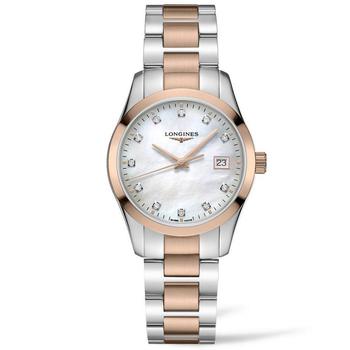 Longines | Women's Swiss Conquest Classic Diamond (1/20 ct. t.w.) Two-Tone Stainless Steel Bracelet Watch 34mm商品图片,