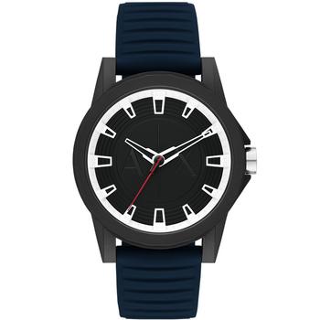 Armani Exchange | Men's Three Hand in Black Case with Navy Silicone Strap Watch, 44mm商品图片,