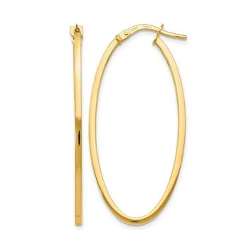 Diamond2Deal | 14K Yellow Gold Oval Shape Hoop Earrings 40mm,商家Premium Outlets,价格¥3517