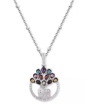 Wonder Fine Jewelry | Multi Gemstone (1/5 ct. t.w.) & Diamond (1/20 ct. t.w.) Up House 18" Pendant Necklace in Sterling Silver,商家Macy's,价格¥1440