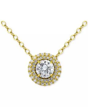 Giani Bernini | Cubic Zirconia Double Halo Pendant Necklace in 18k Gold-Plated Sterling Silver, 16" + 2" extender, Created for Macy's,商家Macy's,价格¥150