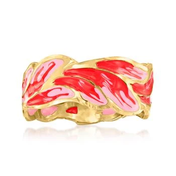 Ross-Simons | Ross-Simons Italian Red and Pink Enamel Ring in 14kt Yellow Gold,商家Premium Outlets,价格¥1549