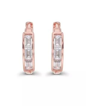 Macy's | Cubic Zirconia Baguette Cut Huggie Earrings in Sterling Silver (Also in 14k Gold Over Silver or 14k Rose Gold Over Silver),商家Macy's,价格¥241