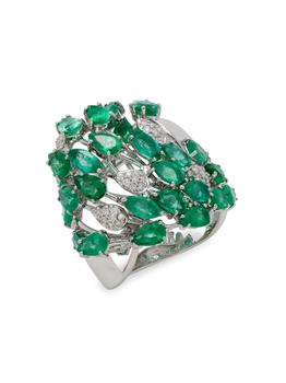 商品Gala 18K White Gold, Diamond & Emerald Ring,商家Saks OFF 5TH,价格¥24088图片