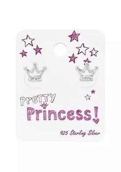 商品AG Sterling Jewelry | Sterling Silver Crown Children's Stud Earrings on Pretty Princess Card,商家Belk,价格¥225图片