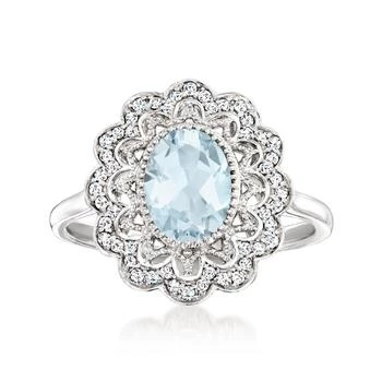 Ross-Simons | Ross-Simons Aquamarine and . Diamond Ring in 14kt White Gold,商家Premium Outlets,价格¥3828