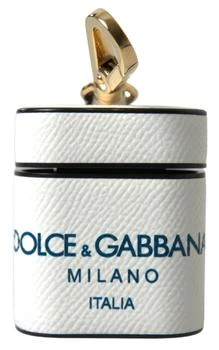 Dolce & Gabbana | Dolce & Gabbana White Blue Calf Leather Logo Print Strap Airpods Case,商家SEYMAYKA,价格¥1469