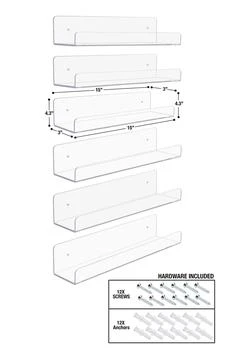 SORBUS | Floating Acrylic Wall Ledge Shelf - Set of 6,商家Nordstrom Rack,价格¥397