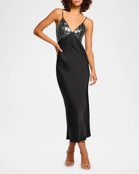 Ramy Brook | Nadiene Sequined Satin Slip Dress,商家Neiman Marcus,价格¥4132