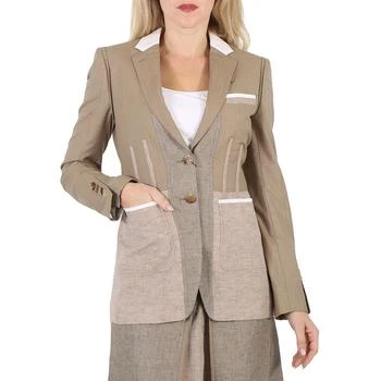 Burberry | Ladies Pecan Melange Tape Detail Mix Media Blazer,商家Jomashop,价格¥2657