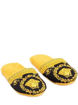 范思哲男鞋海淘, Versace | Barocco & Robe Cotton Slippers商品图片 额外8折, 额外八折