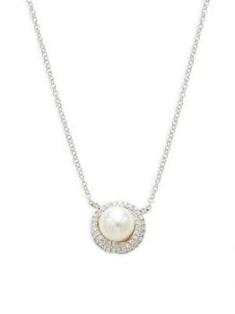 Saks Fifth Avenue | 14K White Gold, 6.3-6.5 Cultured Pearl & Diamond Pendant Necklace,商家Saks OFF 5TH,价格¥4994