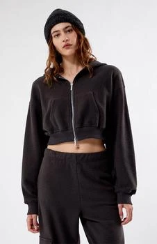 PacSun | Cozy Double Zip Cropped Hoodie 6.7折