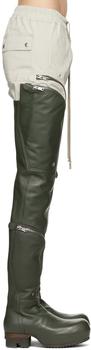 Rick Owens价格, Rick Owens | Green Thigh-High Bauhaus Ballast Boots商品图片 额外8.5折, 额外八五折