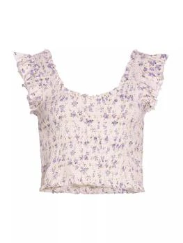 LOVESHACKFANCY | Dovi Smocked Floral Top,商家Saks Fifth Avenue,价格¥608