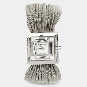 推荐Nina Ricci Mother of Pearl Stainless Steel Diamond NO19.73 Women's Wristwatch 24 mm商品