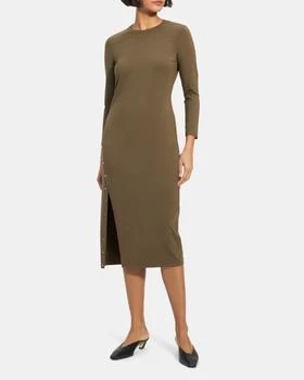 推荐Button-Hem Long-Sleeve Dress in Modal Cotton商品