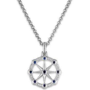 Esquire Men's Jewelry | Blue Sapphire (1/2 ct. t.w.) & White Sapphire (1/2 ct. t.w.) North Star 22" Pendant Necklace, Created for Macy's商品图片,6折