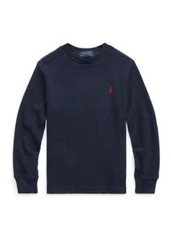 Ralph Lauren | Lauren Childrenswear Boys 2 7 Waffle Knit Cotton Long Sleeve T Shirt,商家Belk,价格¥103