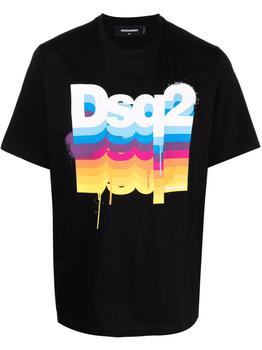 推荐Dsquared2 Multi Paint Slouch Logo T-shirt in Black商品