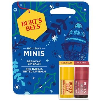 Burt's Bees | Holiday Gift Set, Mini Tinted Lip Balm and Mini Beeswax Lip Balm 第2件5折, 满免