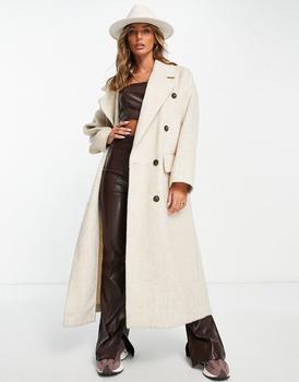 Topshop | Topshop oversized double breasted long coat in beige商品图片,6折