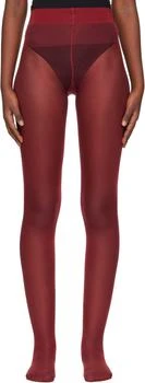 Wolford | Burgundy Satin Touch 20 Tights,商家Ssense US,价格¥355