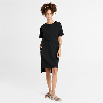 推荐Drawstring T-Shirt Dress for Women in Black商品