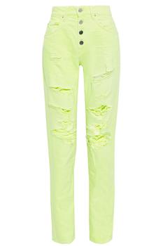 product Distressed neon high-rise straight-leg jeans image