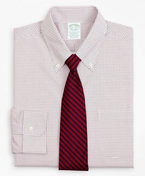 推荐Stretch Milano Slim-Fit Dress Shirt, Non-Iron Poplin Button-Down Collar Small Grid Check商品