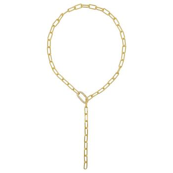 ADORNIA | Women's 14K Gold-Tone Plated Y-Shaped Lariat Crystal Lock Necklace商品图片,
