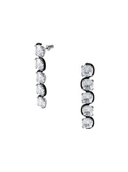 推荐Harmonia Swarovski Crystal Rhodium-Plated Cushion-Cut Drop Earrings商品