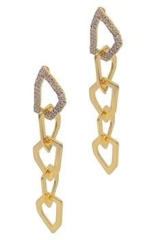 ADORNIA | 14K Gold Plated Pavé Swarovski Crystal Organic Link Drop Earrings,商家Nordstrom Rack,价格¥150