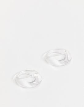推荐ASOS DESIGN pack of 2 clear domed plastic rings商品