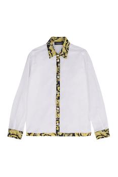 Versace Kids Barocco Trim Long-Sleeved Shirt,价格$138.09