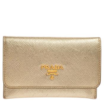 推荐Prada Gold Saffiano Leather Card Case商品