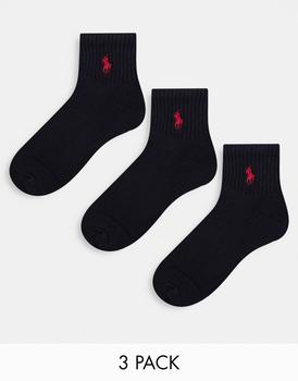 推荐Polo Ralph Lauren 3 pack sport socks in black商品