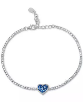 Macy's | Blue Spinel (1/5 ct. t.w.) & Lab-Grown White Sapphire (1-1/4 ct. t.w.) Heart Tennis Bracelet in Sterling Silver,商家Macy's,价格¥187