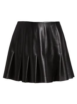 Alice + Olivia | Carter Vegan Leather Pleated Miniskirt商品图片,