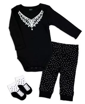 Baby Mode | Baby Girls Diamond Necklace Bodysuit, Pants and Socks, 3 Piece Set,商家Macy's,价格¥199