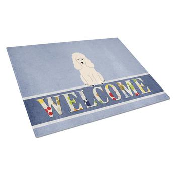 商品Caroline's Treasures | BB5651LCB Poodle White Welcome Glass Cutting Board,商家Verishop,价格¥248图片
