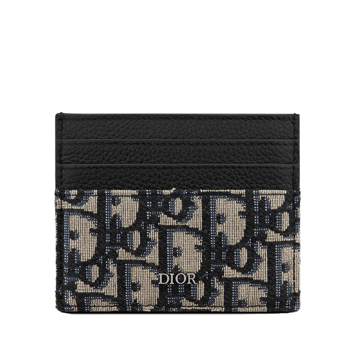 Dior | DIOR/迪奥 经典米色和黑色Dior斜纹提花帆布配皮卡片夹 2ESCH135YSE_H05E ,商家VPF,价格¥2460