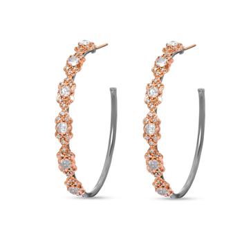 商品Armenta | Armenta Rose World 14K Rose Gold And Sterling Silver, White Sapphire 1.15ct. Tw. And Champagne Diamond Hoop Earrings,商家Shopworn,价格¥7269图片