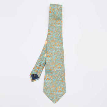 Salvatore Ferragamo | Salvatore Ferragamo Blue Floral Print Silk & Linen Tie商品图片,满$800减$80, 独家减免邮费, 满减
