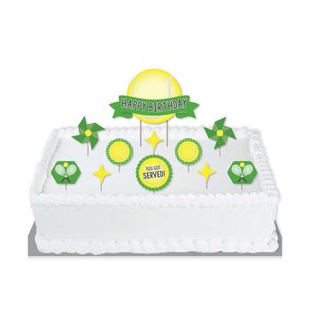 商品You Got Served - Tennis - Tennis Ball Birthday Party Cake Decorating Kit - Happy Birthday Cake Topper Set - 11 Pieces图片